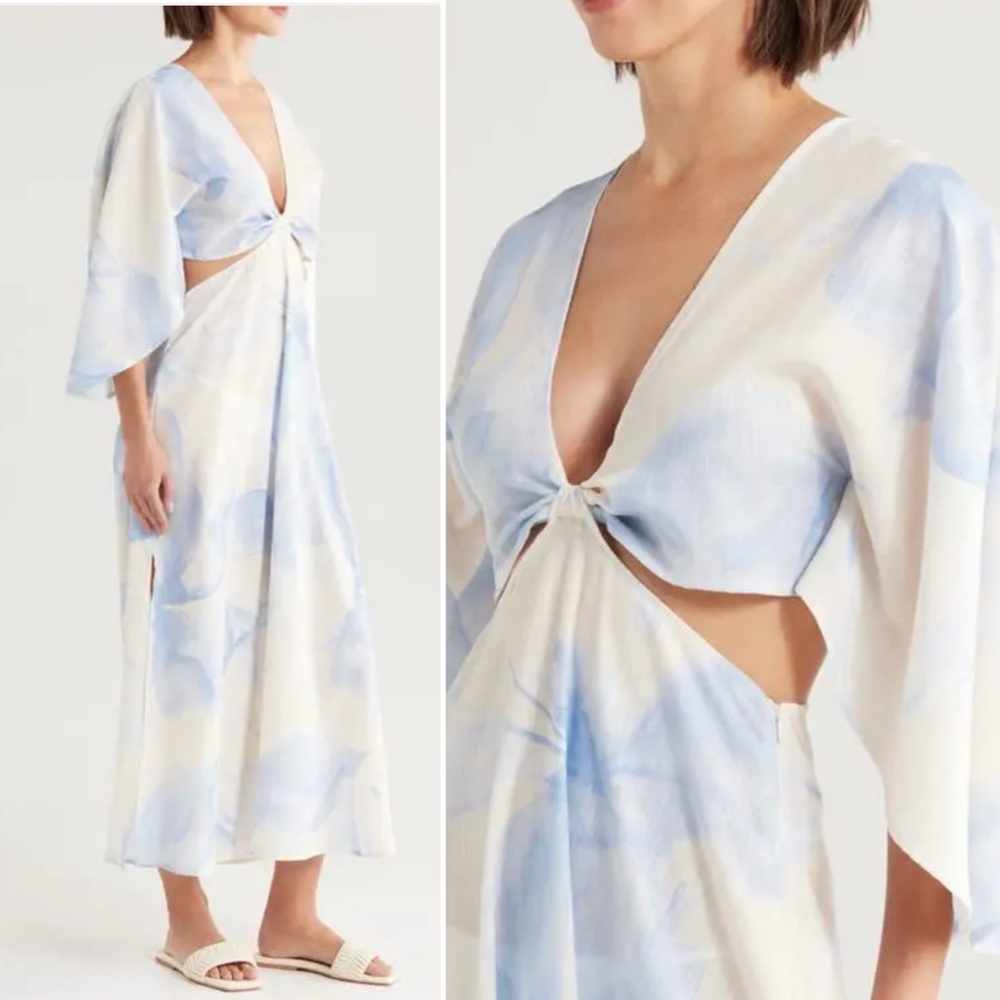 NWT BOAMAR Avalon Floral Light Blue Revolve Cutout Maxi Dress in Blossom Size XL - Picture 2 of 11